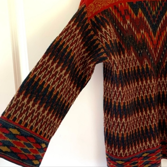 Peruvian Connection Southwestern Print  Prima Cotton Alpaca Cardigan Sweater Sm. - Picture 5 of 8
